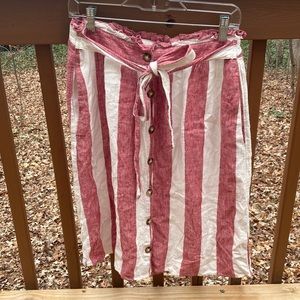 Ana linen blend red and white skirt